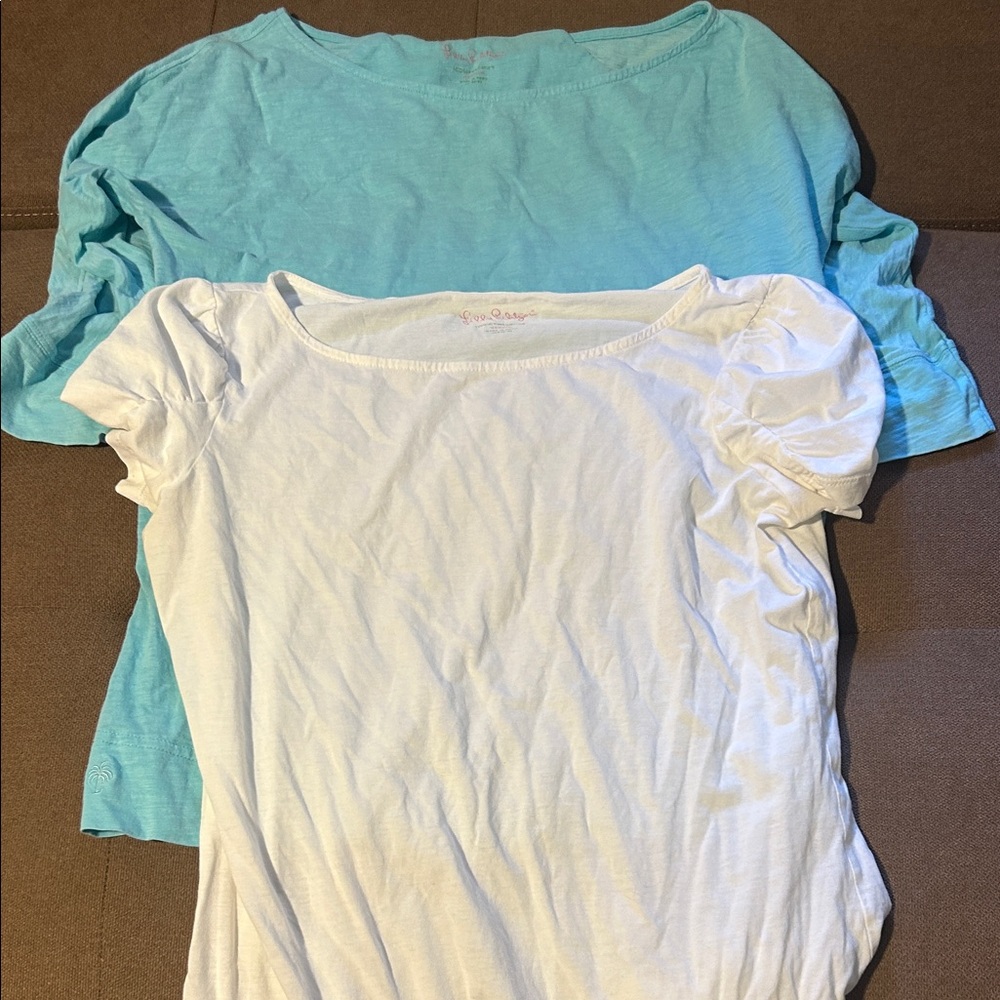Blue and White Cotton Tops